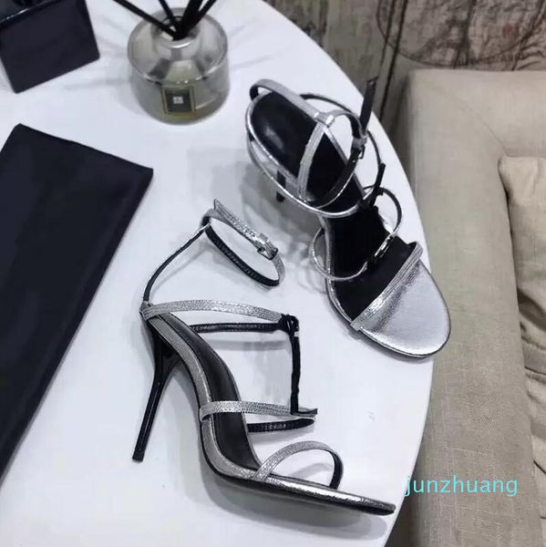 Sandali firmati da donna Cassandra Espadrillas con zeppa Logo nero in pelle Tacchi alti con fibbia regolabile Abito da sposa Scarpe da donna 85