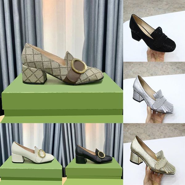 Scarpe eleganti firmate Donna Blondie Tacchi alti Décolleté Marmont Mocassino in pelle scamosciata oro argento Mocassini grossi in pelle nera Scarpe da sposa per feste estive