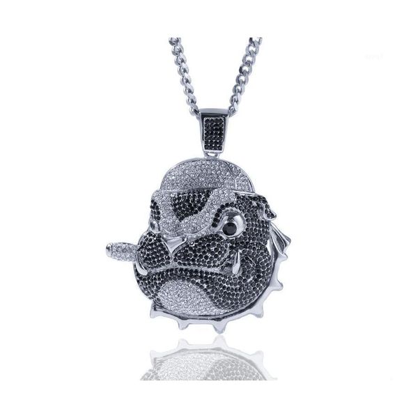 Colares de pingentes Personalidade FL Zirc￣o Pug Colar Hip Hop Cabe￧a Iced Out Fashion Ppupy Men Rapper Jewelry Colares