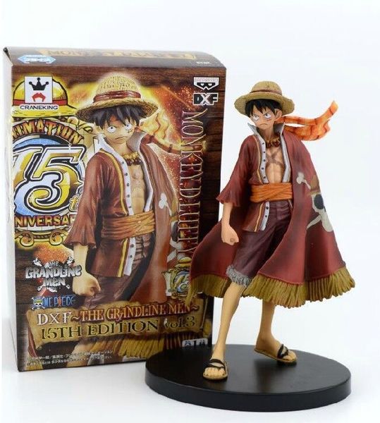 Novità Giochi Anime One Piece Rufy Action Figure 17cm Statua in PVC Cappello di paglia Scialle Rufy Figurine Modello in piedi Regalo di Natale per bambini