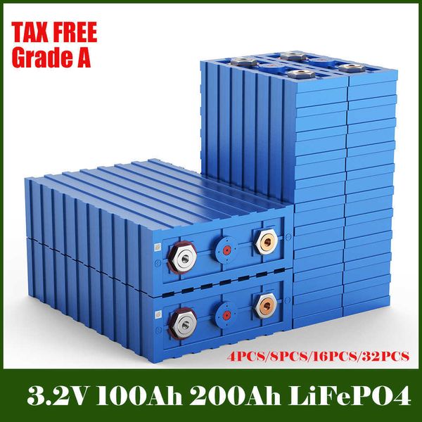 3.2V 200AH 100AH Lifepo4 Batteria FAI DA TE 12V 24V 48V Celle Ad Alta Capacità Pacchetto Batteria Al Litio Ricaricabile Per Storge Solare RV Auto