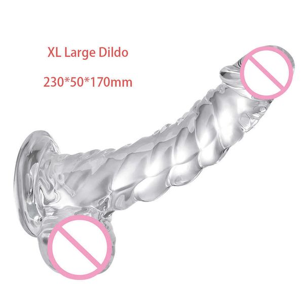 Красотные вещи AAV Clear Realistic DILDO 9-дюймовый G-Spot Monster Dildos с всасывающей чашкой эротической желе-пенис Мужчина Фах