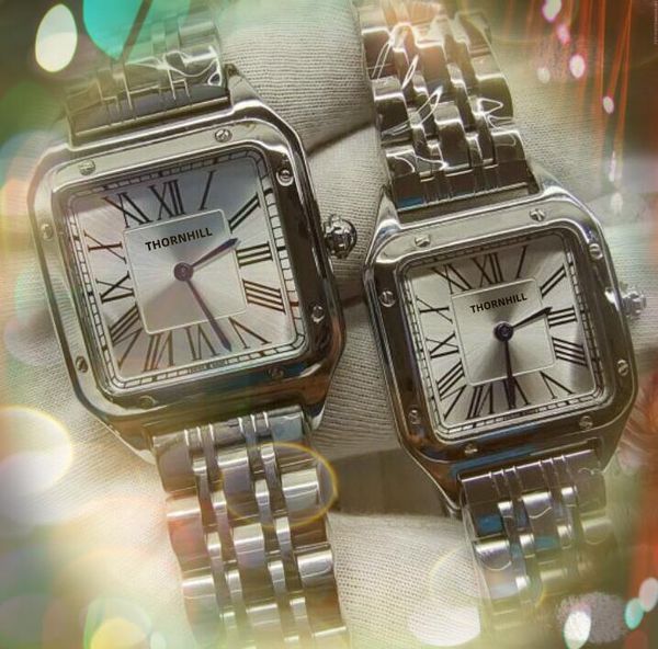Quadrado simples feminino feminino feminino Roman Dial Watch Top Brand Two Pins Designer de A￧o Anterior Quartz Cron￳grafo Militar Business Su￭￧a Rel￳gios Relojes Hombre