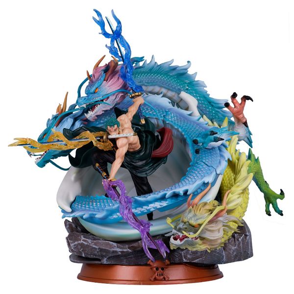 Novità Giochi Anime One Piece Zoro Super Big Action Figure 3 Dragons Statue Gk Model Doll 35cm Figurine Regalo di Natale Giocattoli per bambini