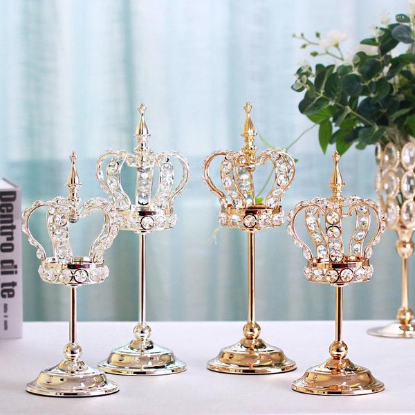 Kerzenhalter Europa Metallkronenkristallhalter für Home Table Einkopfständer Hochzeit Candlestick Dekor 50xx48