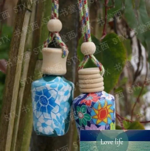 20pcs Car Hang Decoration Ceramic Polymer Clay Essence Oil Perfume Bottle pendure Rape Botthe vazia xb1