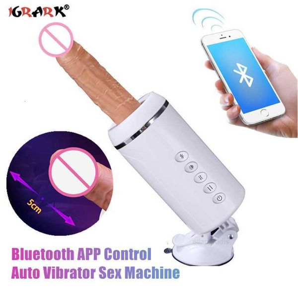 Brinquedos sexuais massageador bluetooth app controle automático máquina masturbação bombeamento arma telescópica vibrador ventosa vibradores para mulher