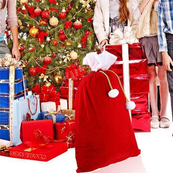 Decorazioni natalizie 100 sacchetti regalo di Babbo Natale rossi di grandi dimensioni da 70 cm Sacco in velluto con coulisse Decorazione classica per borsa