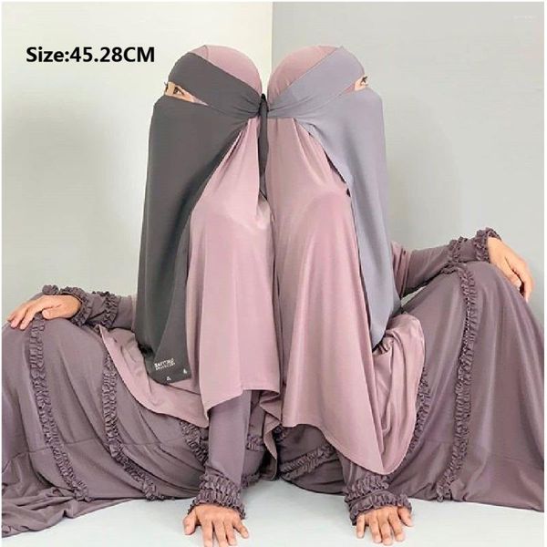 Ethnische Kleidung, 2er-Pack, muslimische Damen, einlagig, saudischer schwarzer Niqab-Gesichtsschleier für Hijab, weich, 1 Stück, Burka ohne Bildschirm, Khimar, Ramadan, formell