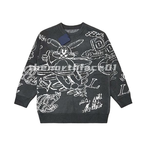 Maglione da uomo di design di lusso Marchio di moda Anno del coniglio Lettera limitata Maglione a maniche lunghe Girocollo casual Top da donna Grigio Taglia asiatica XS-L