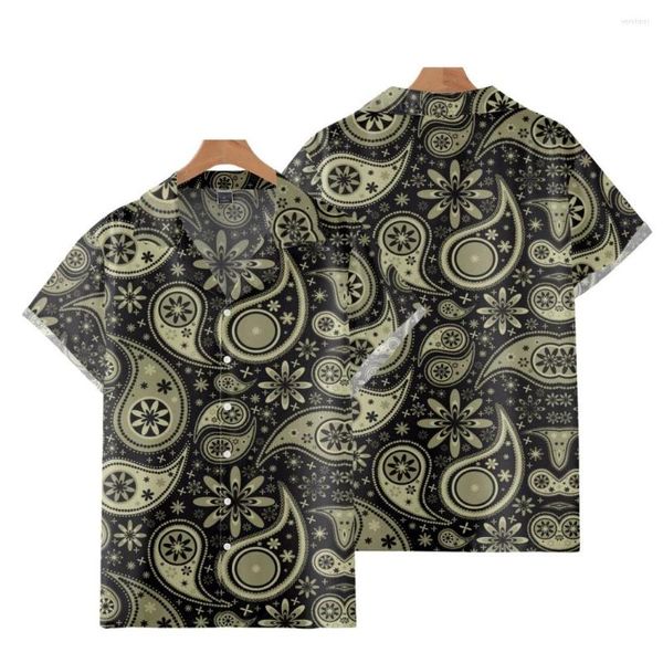 Camicie casual da uomo Anacardi stampati Hawaii Camicetta da uomo con colletto cubano Camicia a maniche corte Abbigliamento da festa Abbigliamento vintage Streetwear