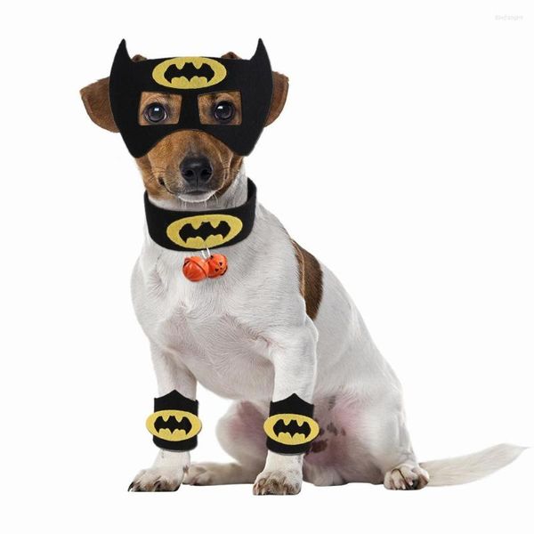 Costumi per gatti Halloween Pet Dog Clothes Holiday Dress Up Funny Bell Collar Maschere per occhi di pipistrello Set di anelli per piedi Cats Po Prop Accessori