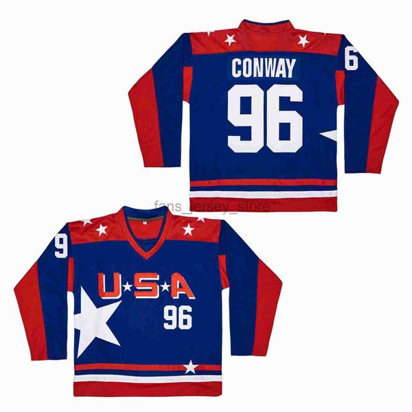 Versione cinematografica Canada Charlie Conway 96 Team USA Hockey Maglie cucita