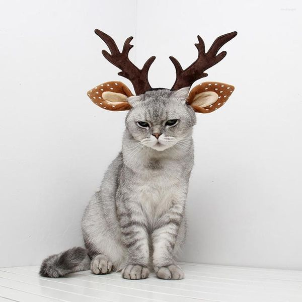 Katzenkostüme 2022 Weihnachten Haustier Hund Geweih Elch Ohr Stirnband Niedlich Fancy Dress Up Jahr Party Hut Kostüm
