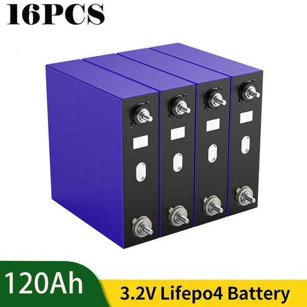 16pcs 3.2V 120AH LifePO4 Pil Şarj Edilebilir Lityum Pil Hücreleri Paket 12V 24V 48V RV Otomobil Teknesi Yat Güneş Enerjisi Depolama
