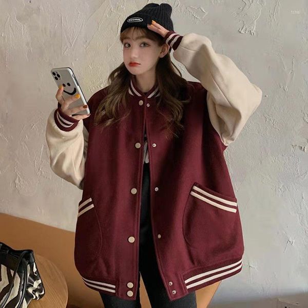 Delle donne Giubbotti Vestito Da Baseball Americano delle Donne 2022 di Tendenza Harajuku Strada Giacca A Vento Bomba Giacca Casual Addensato Cardigan Allentato Top