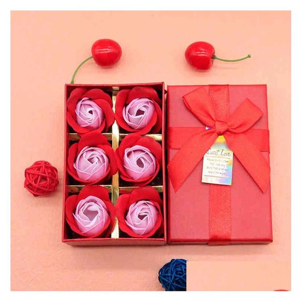 Seifen Künstliche Gefälschte Blume Geschenkbox Rose Duftende Badeseife Blumen Set Valentinstag Thanksgiving Muttertag Hochzeit Weihnachtsfeier Dho2T