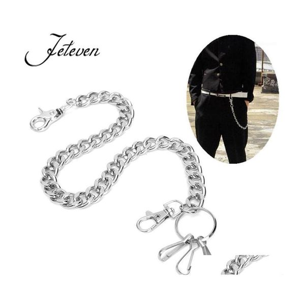 Schlüsselanhänger Lanyards Herren Taille Schlüsselanhänger Silber Heavy Rock Metal Hip Hop Gothic Punk Stil Hose Jean Biker Brieftasche Ring lang 48 cm1 Dhfej