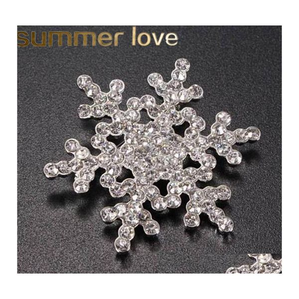 Spille Spille Cristallo Fiore di neve Spilla Pin Charm Donna Gemma Ciondolo Strass Grande fiocco di neve Tema invernale Natale Drop Dhyuu all'ingrosso