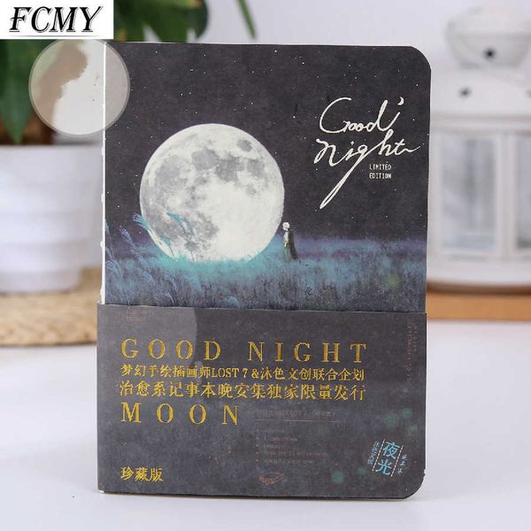 2022 New Creative Luminous Good Night Notebook Diario di carta Disegno graffiti Pittura Sketch Book Materiale scolastico Regalo