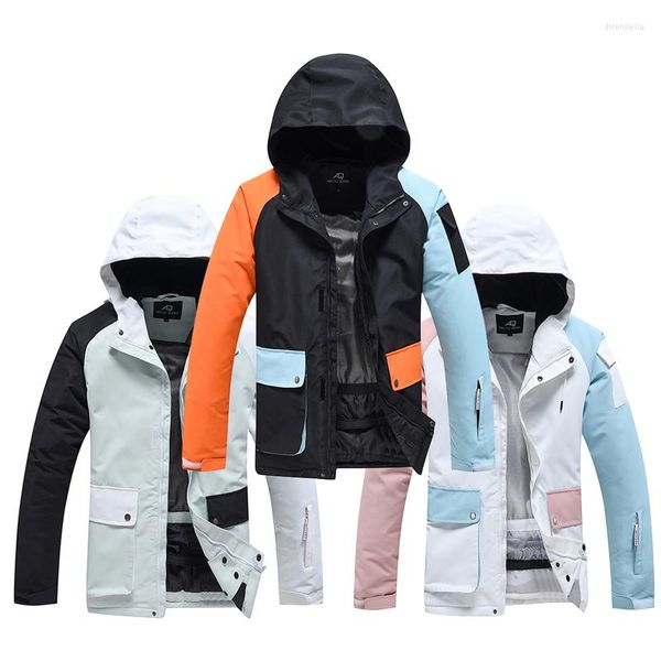 Giacche da sci -30 tute da neve abbinate a colori per uomo o donna, abbigliamento da snowboard, costumi da sci, cappotto invernale impermeabile da 10K