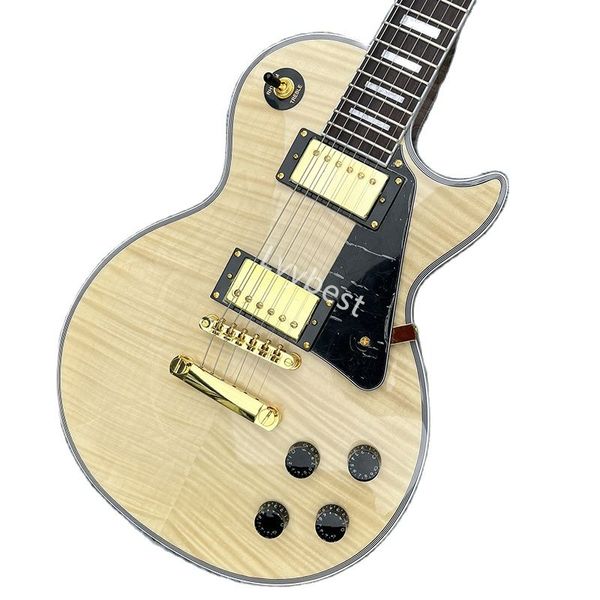 Lvybest clássico guitarra elétrica cor de madeira tigre de tigre weneer hardware de ouro Garantia de qualidade profissional entrega gratuita para o seu