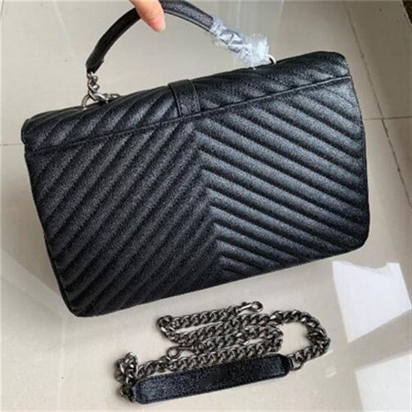 Klassische Jumbo X Große 32 cm V-förmige Klappe Kette Umhängetaschen Handtasche Frauen Kupplung Große Messenger Bag Umhängetasche geldbörse Einkaufen Totes251F