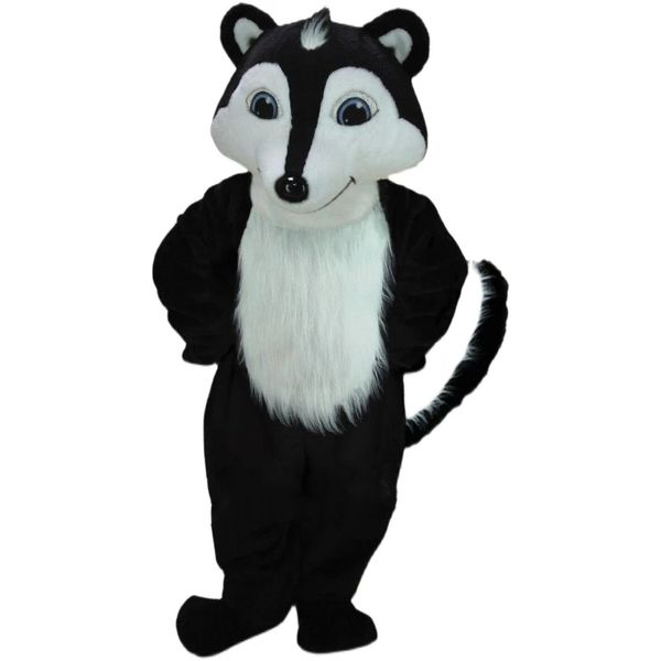 2022 Black Long Fur Anime Husky Dog Wolf Fox Costume della mascotte Furry Cartoon Puppet Copricapo Adulti Halloween Stage Performance Supplies