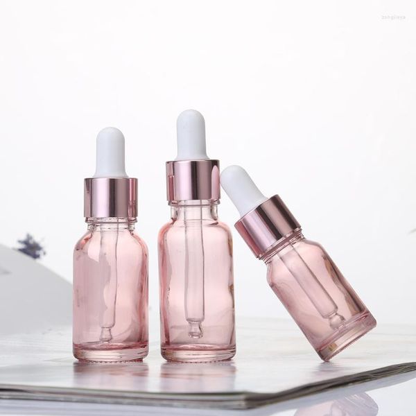 Bottiglie di stoccaggio 10ml 15ml 20ml 30ml Flacone contagocce in vetro rosa. Lozione profumata all'olio essenziale Idratante Contenitore per l'acqua per il viso Cosmetico