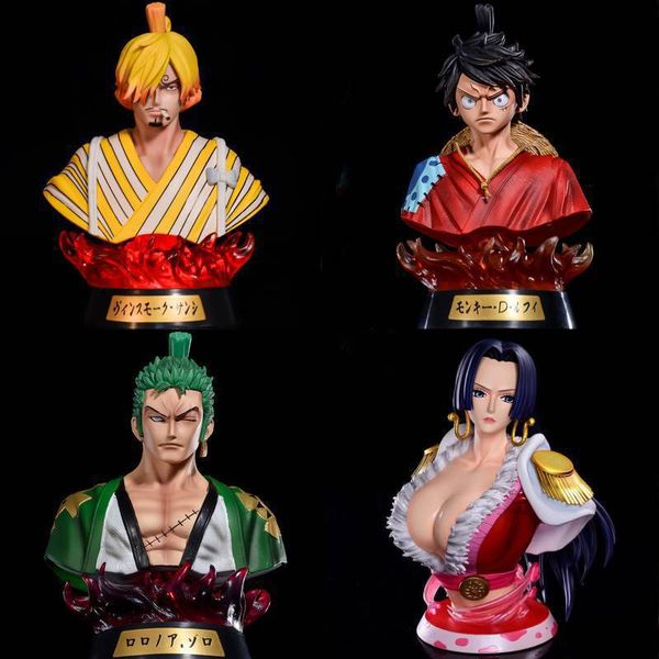 Novità Giochi Anime One Piece Boa Hancock Roronoa Zoro Rufy Busto Pvc Action Figure Giocattoli Luce notturna Led Figura