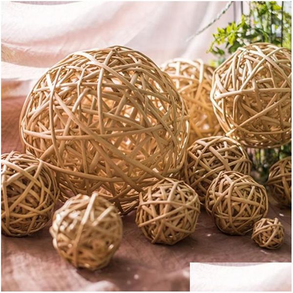 Dekorative Blumenkränze 1 Stück 10/15/20/25 cm Korbgeflecht hohle Rattankugel DIY Geburtstagsfeier Hochzeitsarrangement Home Decor Acce Dhjhs