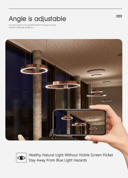 Decken-Kronleuchter, Hängelampen, Kronleuchter für Esszimmer, LED-Schlafzimmer, Wohnzimmer, nordische Heimdekoration, moderne runde Ringlampe, Restaurierungs-Hardware-Kronleuchter