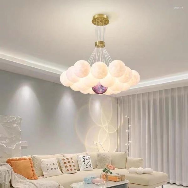Pendelleuchten Nordic Planet 3D Mond Decke Kronleuchter Wohnzimmer Dekoration Designer Kreative Esszimmer Schlafzimmer Lampe Lustre Fixtur