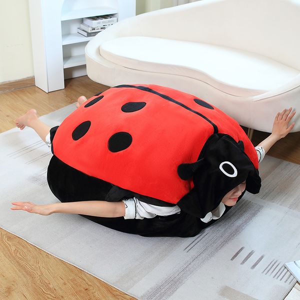 60/80/100 cm Creativo Beetle Peluche Cuscino Enorme Formato Coccinella Vestiti Cosplay Insetto Shell Farcito Morbido Grande Cuscino Bambini Regalo di Natale