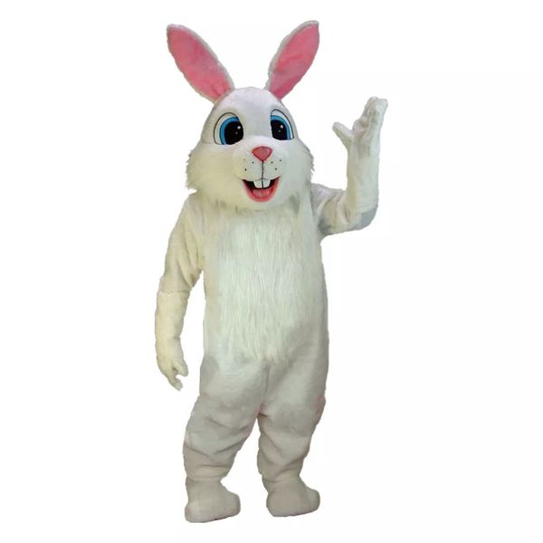 Big White Rabbit Mascot Costume Cartoon Hare Puppet Capacear Anime Bunny Dress Halloween Xmas de aniversário Desempenho