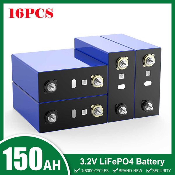 150AH 3.2V LIFEPO4 Pil 16pcs 12V 24V 48V Derin Döngü Hücreleri Paket Güneş depolama sistemi için şarj edilebilir pil RV DC Inverter