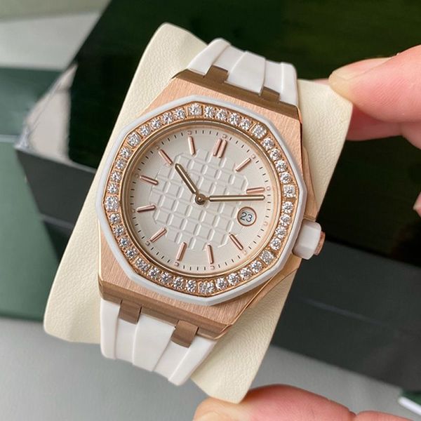 2023 U1 высший класс AAA Women Watch Watch 37-мм Quartz Movements Watches для женщин-резиновых ремешков алмазы Безель Нарученные часы Montre de Luxe Несколько цветов