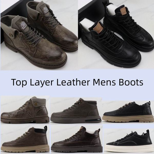 İtalya tasarımcı erkek chukka botları kahverengi siyah moda yürüyüşü İngiliz tarzı ksdai kot pantolon tam tahıl deri eğlence spor spor ayakkabı gri kırmızı rahat yürüyüş ayakkabı