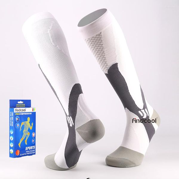 Erkek Çoraplar FindCool Plantar Fasiit Sokcs Erkekler Sıkıştırma Çalışma Seyahat Uçan Çoraplar Orta Graged Diz Yüksek