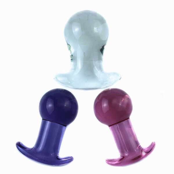 Itens de Beleza Cristal 60mm Tampão Anal de Vidro Grande Expansor Tampões Antais Bola Enorme Dildo Vagina Dilatador Brinquedos Sensuais para Casais