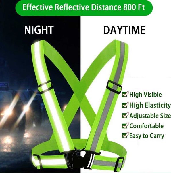 Giust riflettente ad alta visibilità Nuovo punto culminante cinghie riflettenti Night Running vestito giubbotto banda elastica regolabile per adulti e bambini