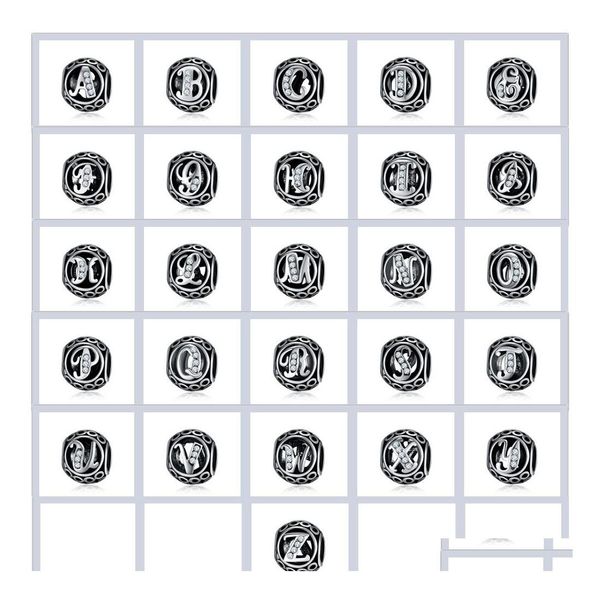 Silver sier 26 lettere perline per gioielli che producono grandi buco sciolti alfabeto ciondoli per le forniture artigianali fai -da -te drop drop dhlfn
