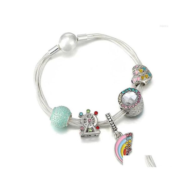 Charm Armbänder 2022 Ankunft Mtilayer Armband mit Regenbogen Perlen Anhänger für Frauen DIY Marke Romantische Sommer Stil Schmuck Geschenk Dr Dhpi8