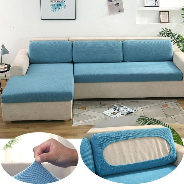 Stuhlbezüge Sofakissenbezug für Wohnzimmer Elastischer Möbelschutz Polarfleece Blau Grau Abnehmbarer Schonbezug Stretch Couch