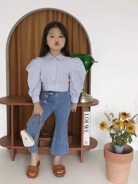Kleidung Sets 2022 Frühling Herbst Mädchen Mode 2 stücke Anzug Baby Kinder Kinder Set Einschließlich Bluse Jeans Hose