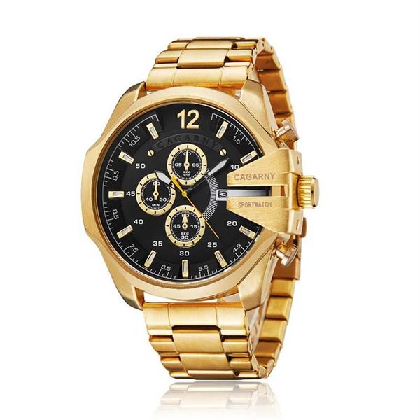 Mens quartz analógico relógio Cagarny Moda Sport Wristwatch Impermeável Black Standless Health Relógio Relógio Masculin271J