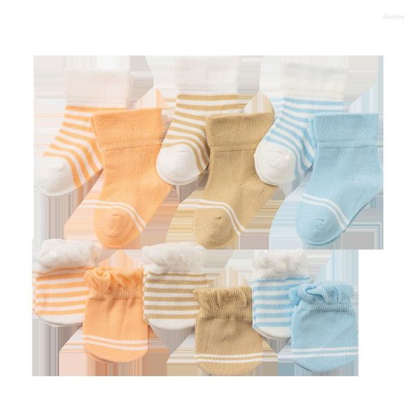 Acessórios para o cabelo vendem como bolos Baby Cotton Jacquard Socks Anti-arranhões luvas de rosto respirável que absorve o traje de material nascido