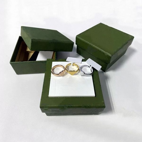 Yeşil kutu Siz 705i # ile Kadınlar Erkek Takı Lüks Moda Unisex Altın Gümüş Gül Renkler Paslanmaz Çelik Lady Parti için Aşk Tasarımcı Yüzük Kalp Band Yüzükler