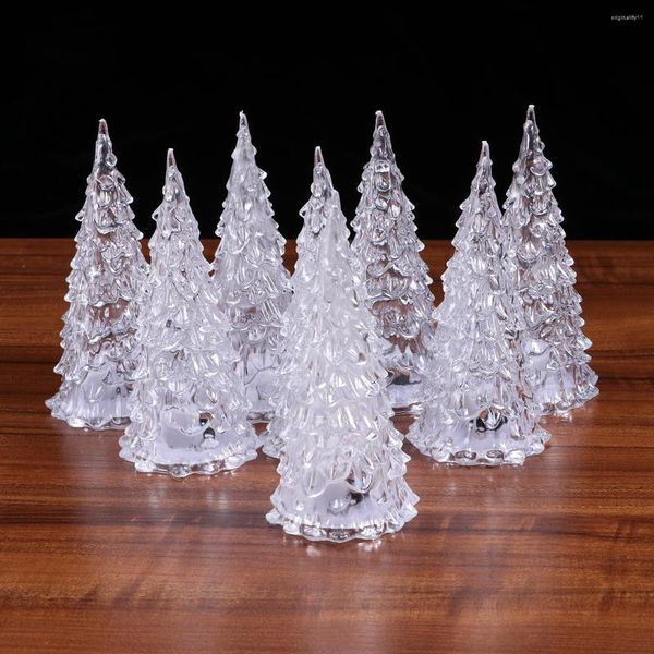 Decorazioni natalizie 12 pezzi mini cristallo cambia colore LED albero moda illuminato luce notturna lampada da tavolo desktop