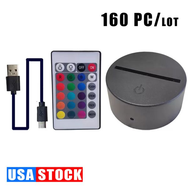 3D-Nachtlicht-Sockel, Illusion, 7 Farben wechselnd, USB-Touch-Taste, LED-Tischlampe, Risssockel für Heimdekoration, Kindergeschenke, Schlafzimmerdekoration, Crestech Stock USA